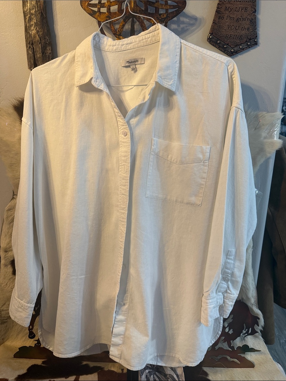 Madewell Cream-White Oversized Button-Down Shirt